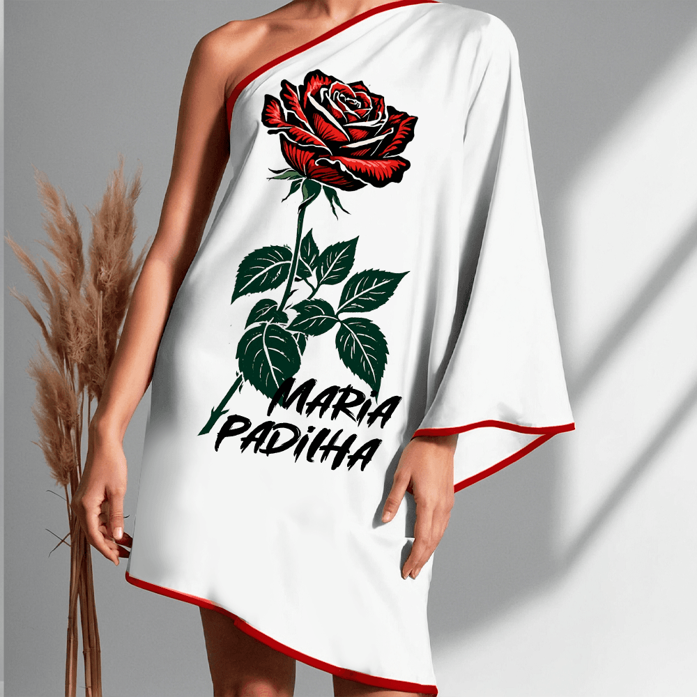 Vestido ombro único curto Maria Padilha viés