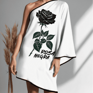 Vestido ombro único curto Rosa Negra