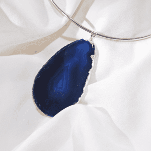 2 - Colar de Aro com Pingente de Ágata Azul