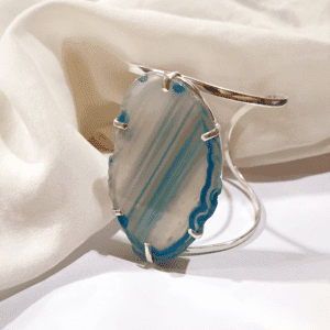 1 - Bracelete Pedra Azul Banhado a Prata