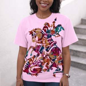 Camiseta São Jorge florido estampa grande