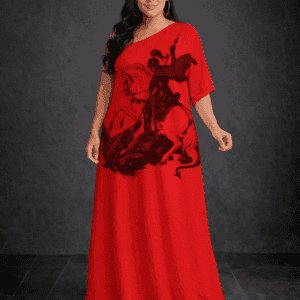 Vestido longo ombro único São Jorge grande vermelho