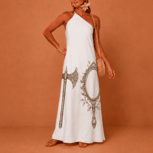 Vestido metade Xangô e Oxum