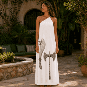 Vestido metade Iansã e Xangô