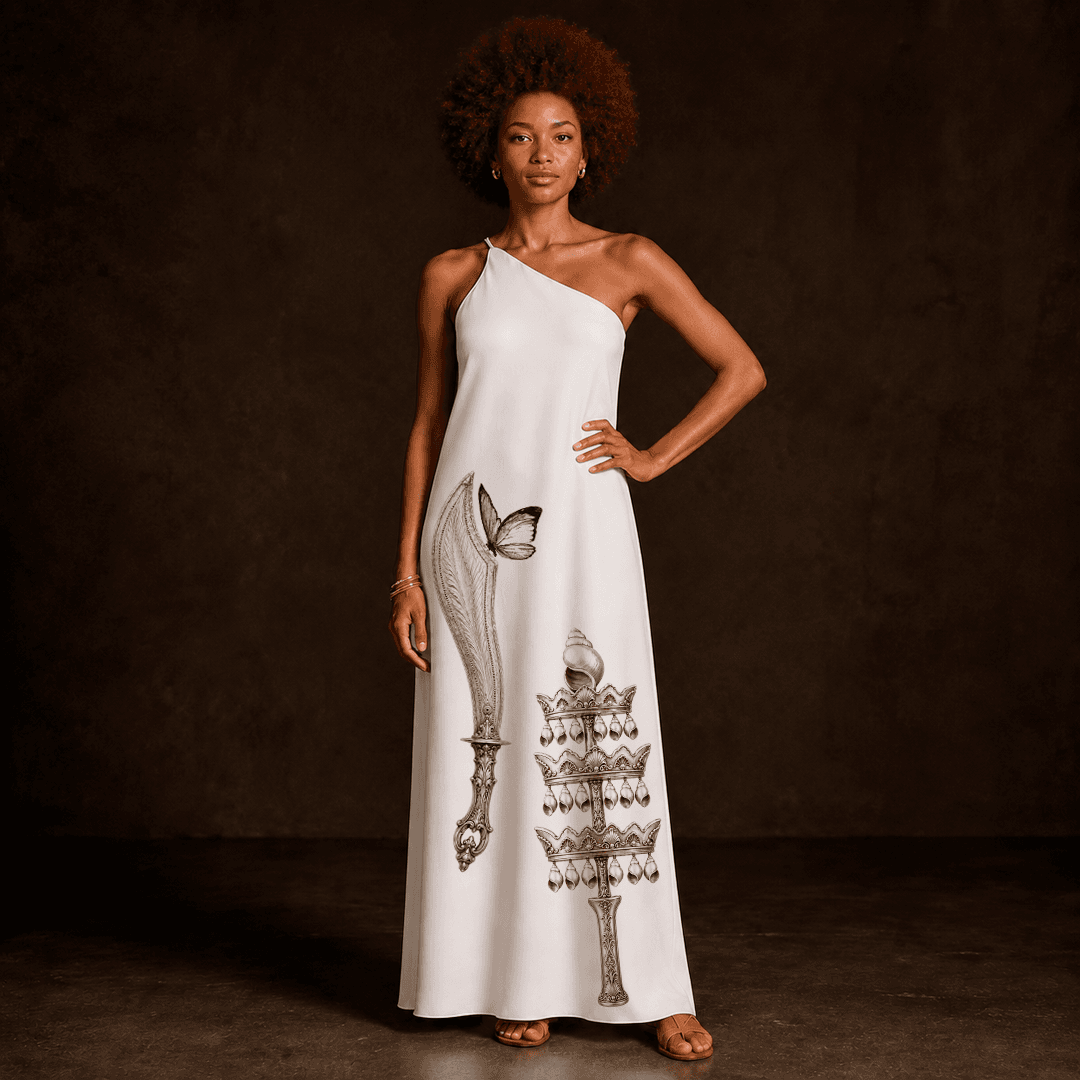 Vestido metade Iansã e Oxalá